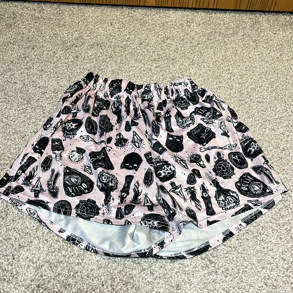 Romwe Silky Pink Witchy Pajama Shorts